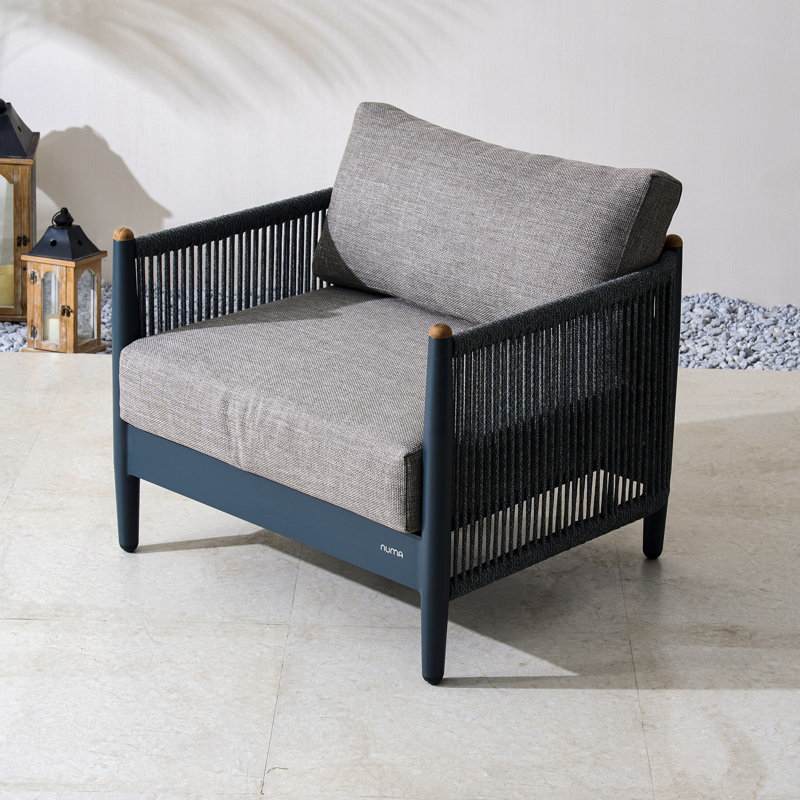 Chaise longue de patio en aluminium avec coussins Nord
