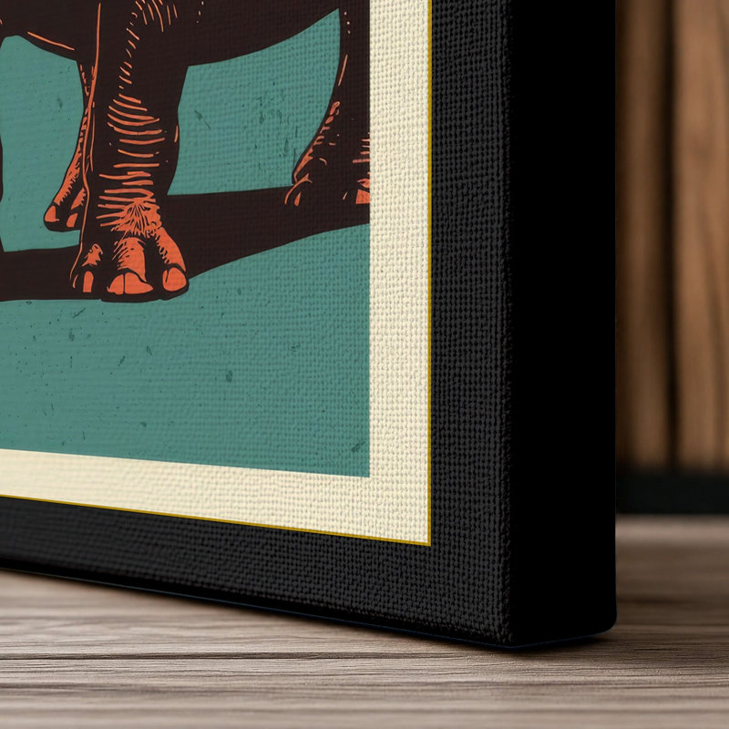 Hippopotamus Presence Rustic - Wrapped Canvas, 18x12 - 45.7 x 30.5 cm, Black Border