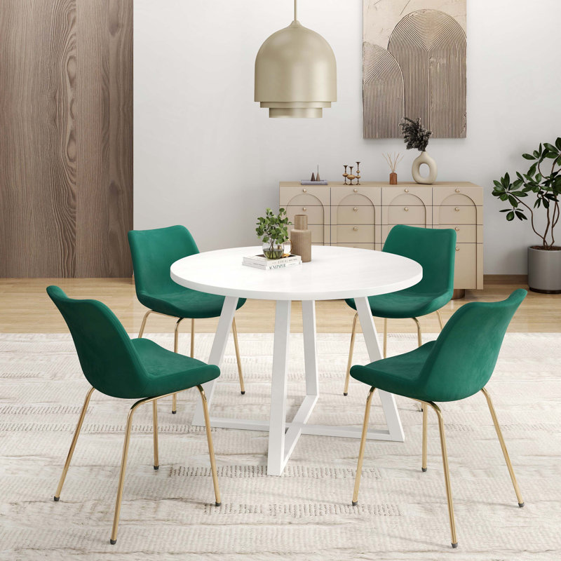 Ensemble de salle à manger avec table à tréteaux et 4 chaises d'appoint Avant, 5, Vert