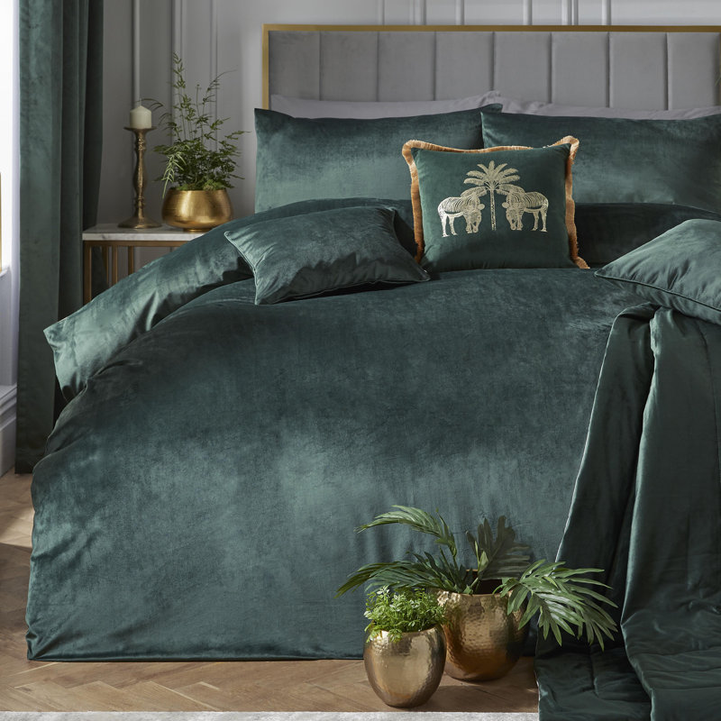 Montrose Duvet Cover Set, Super King Duvet Cover + 1 Standard Pillowcase, Bottle Green