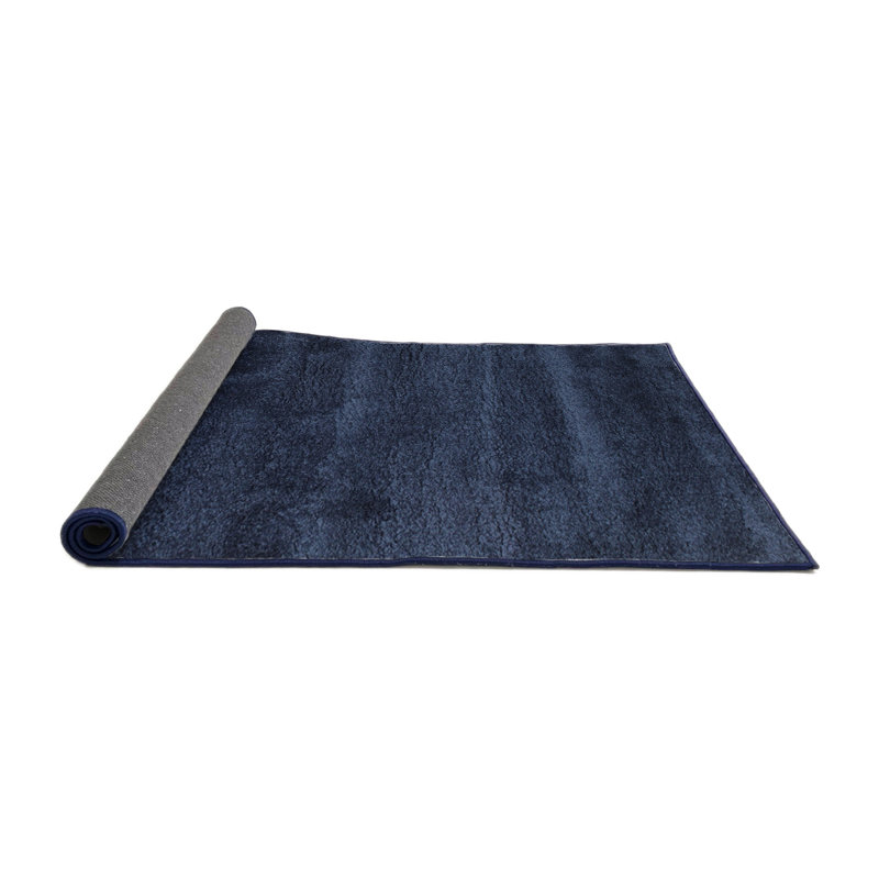 Tapis contemporain noir / bleu, Rond 5 pi