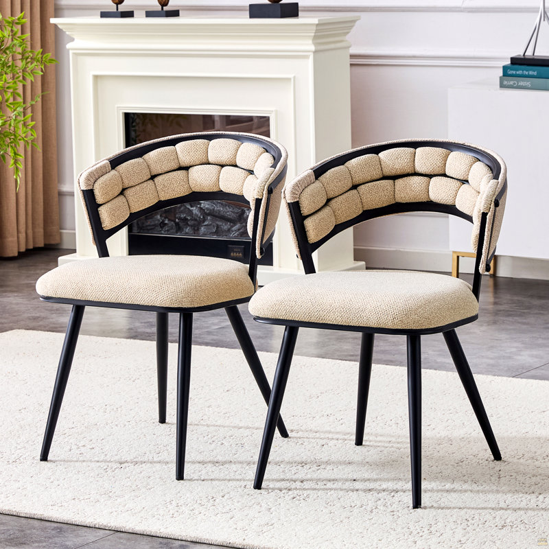 Ensemble de 2 chaises de salle à manger en velours avec pieds, Beige