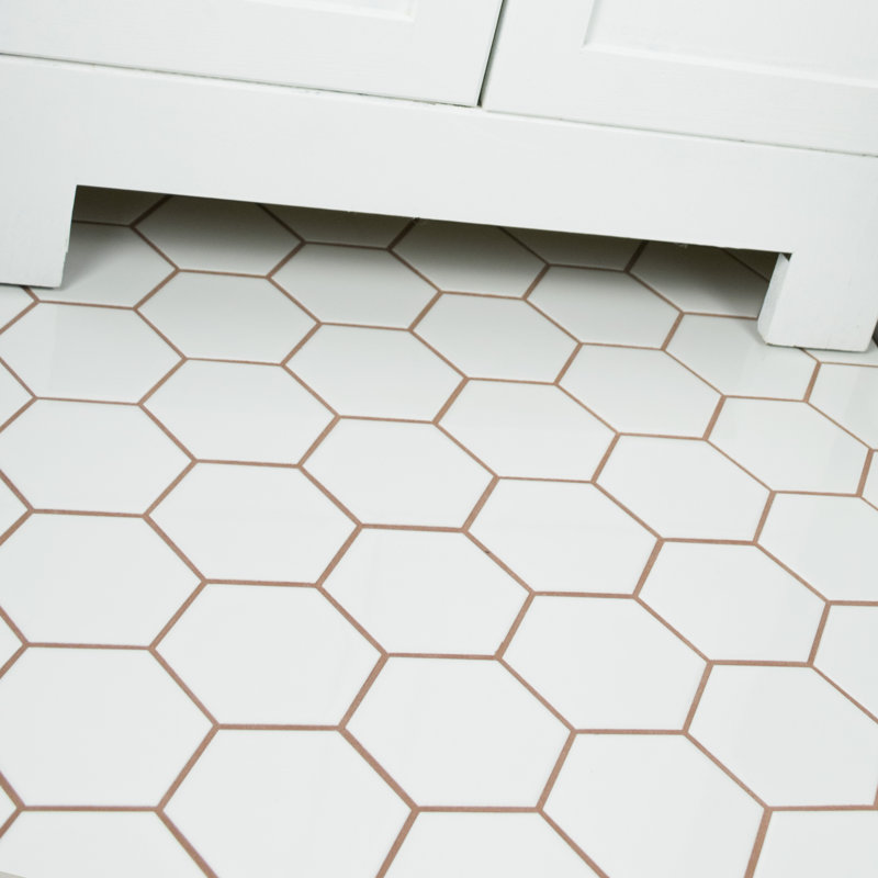 Metro Super 4" Hex Glossy White 10" x 11-1/2" Porcelain Mosaic Tile