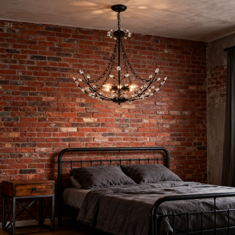 6-head Black Flower Branch Dining Chandelier