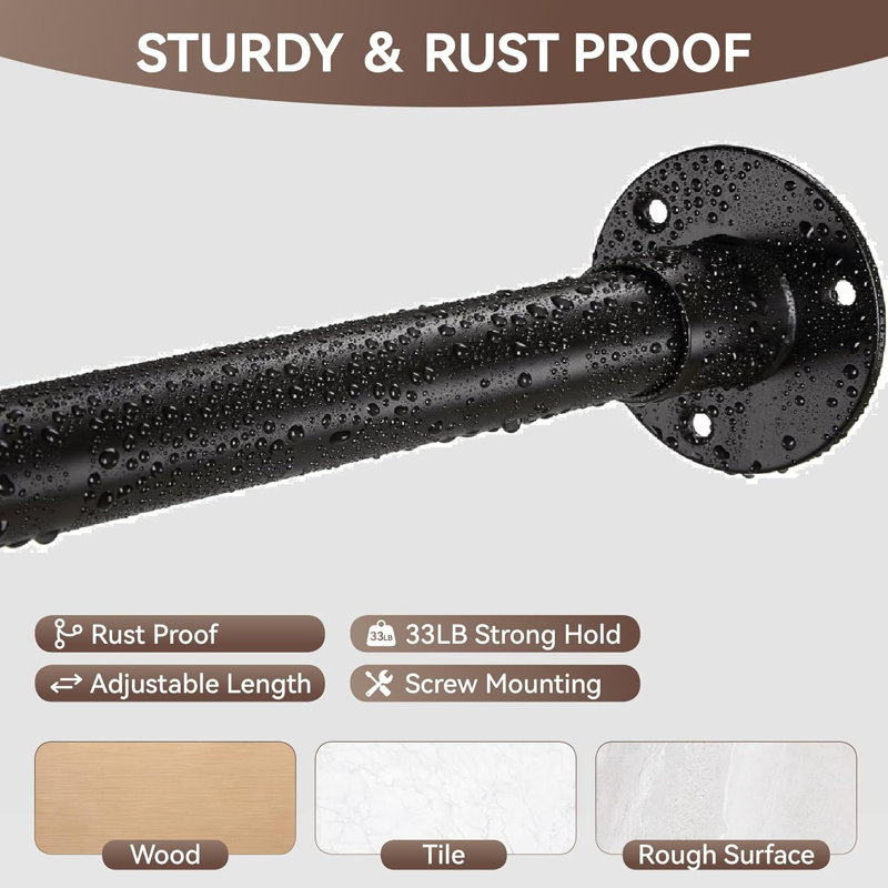 43.7cm L-Shaped Wall Shower Curtain Pole
