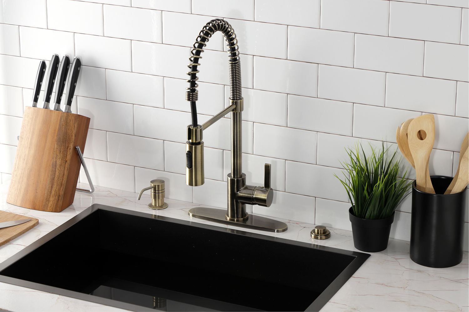 Kingston Brass Continental Pre-Rinse Faucet, Antique Brass