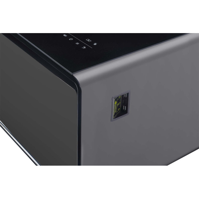 Table basse moderne et intelligente avec réfrigérateur intégré, haut-parleurs Bluetooth, charge sans fil, prises de courant et lumières RVB