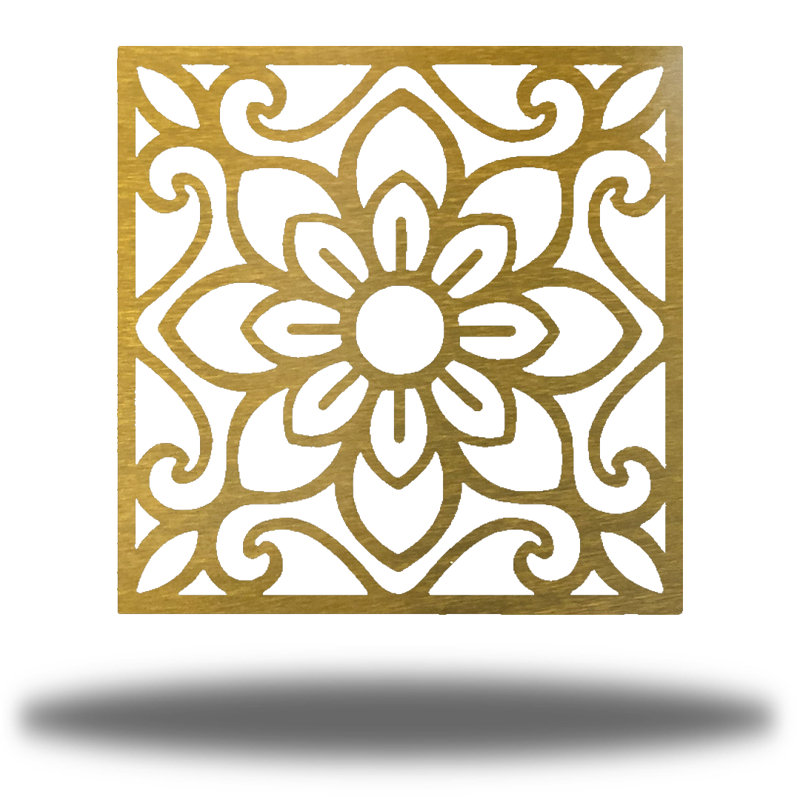 Traditional Plants & Flowers Wall Decor on Metal, 12" H x 12" W x 0.06" D, Gold
