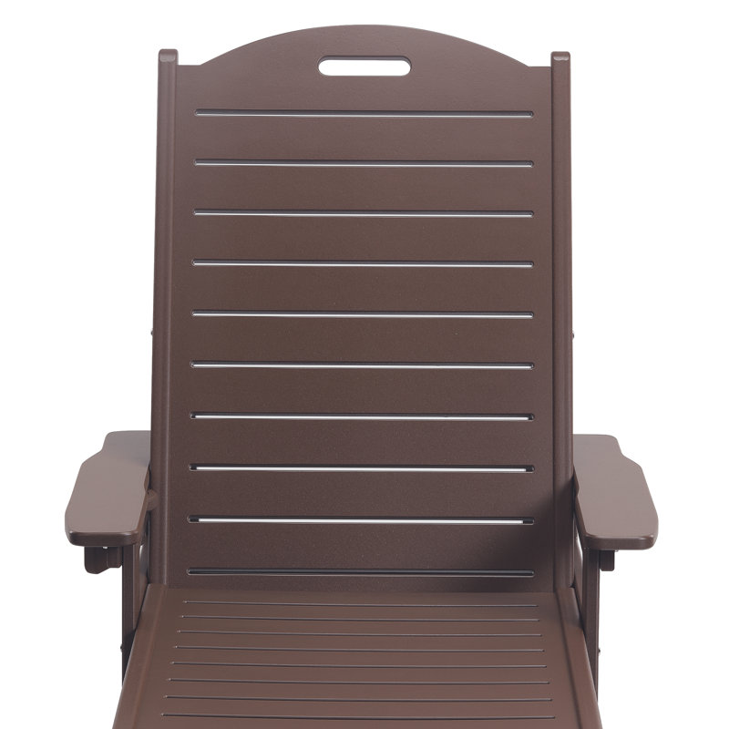 Brighton Outdoor Poly Reclining Chaise Lounge With Wheels & Cup Holder (Set Of 2), Brown, 2