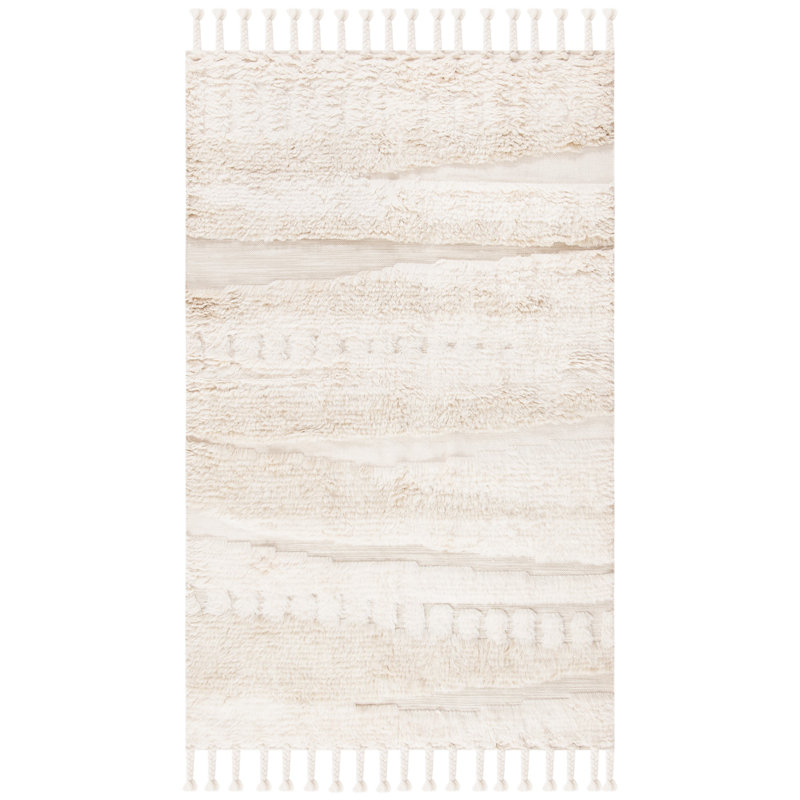 Tapis abstrait en laine tissé à la main Bouscat, Carré 6 pi