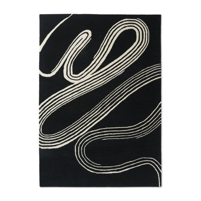 Decor Wool Area Rug in Black/White
