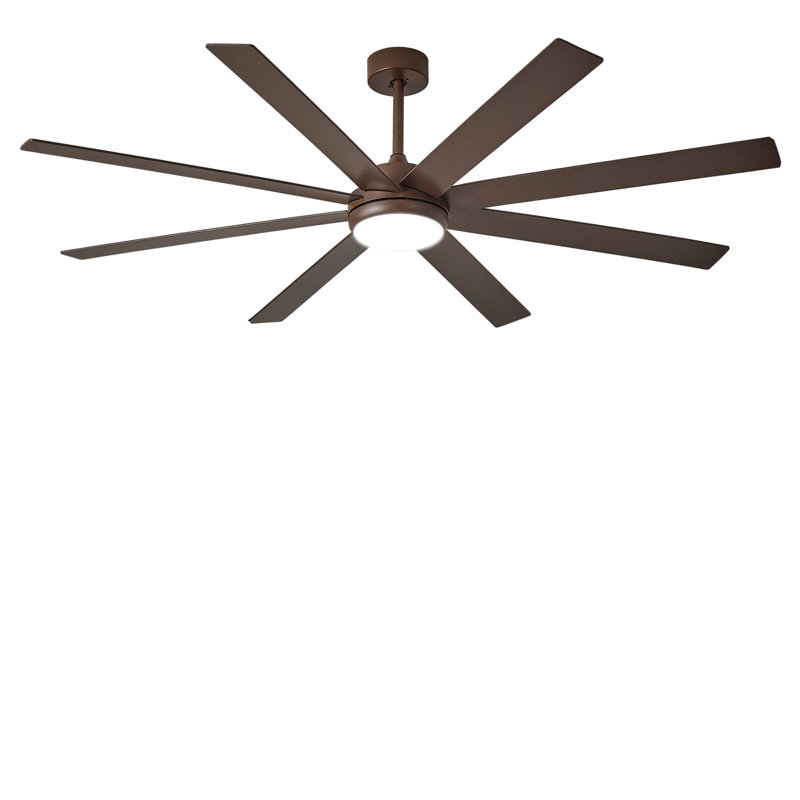 Ventilateurs de plafond 66 po avec lumières, ventilateur de plafond intérieur / extérieur brun avec télécommande APP, moteur à courant continu silencieux réversible à 8 pales avec 6 vitesses