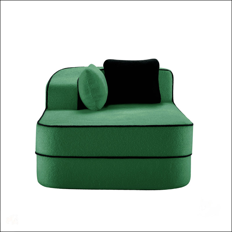Canapé de gauche avec coussins en tissu Teddy, vert, pour plus de confort et des sièges polyvalents