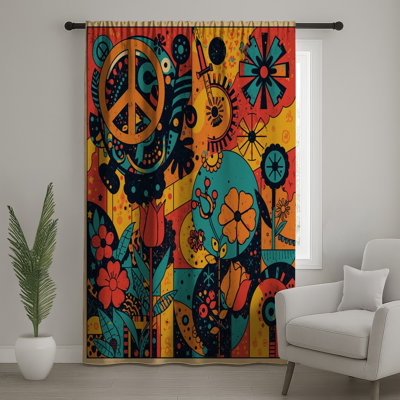 Rideaux de fenêtre Retro Floral Peace