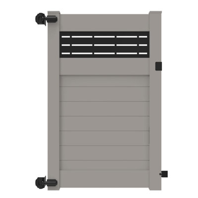 Horizontal Fence Warm Gray Vinyl Gate