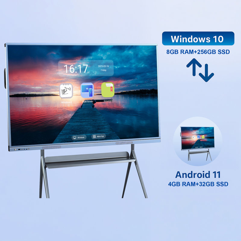 JYXCN 75" 4K Smart Board, Touch Screen Digital Electronic Calendar All-In-One Smartboard Interactive Whiteboard Android & Windows for Classroom & Training