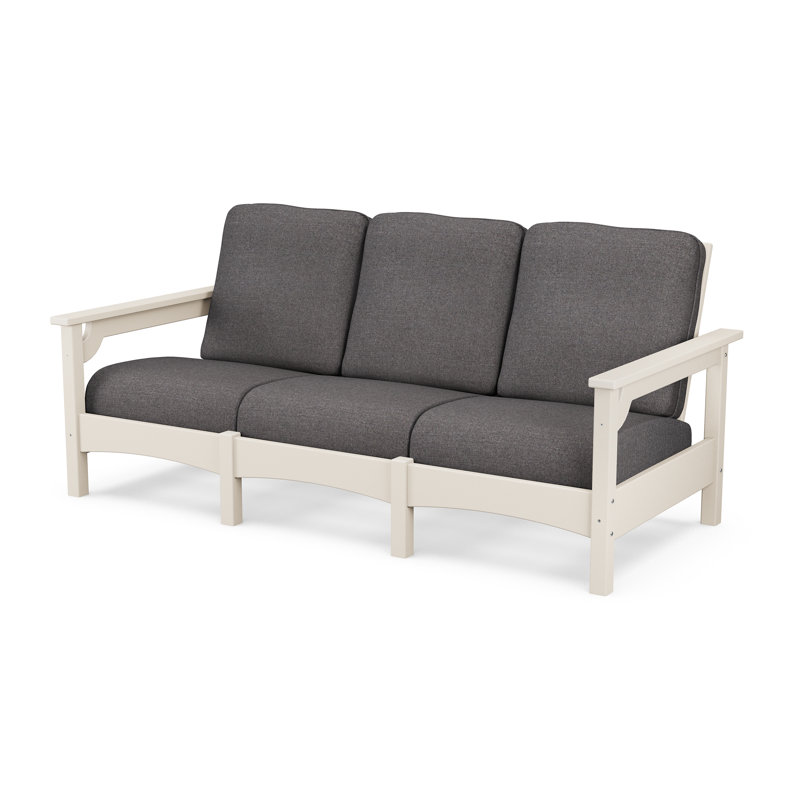 Canapé Club, Structure sable / coussin gris anthracite cendré