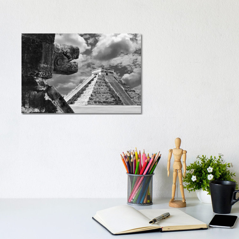 The Serpent And The Pyramid, Chechinitza, Mexico 02 by Monte Nagler - Wrapped Canvas Print, 20.32 cm H x 30.48 cm W