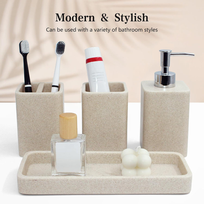 Ensemble d'accessoires de salle de bain 4 pièces beige