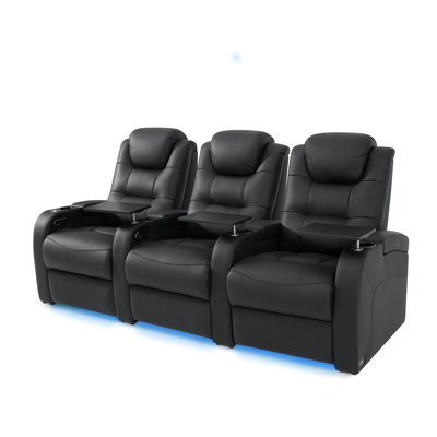 Double fauteuil inclinable de cinéma maison en cuir fleur avec ports USB et de type C