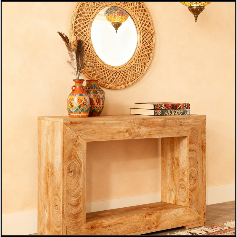 Console 47 po avec rangement - Table d'entrée étroite rustique avec tablette ouverte, Bois naturel