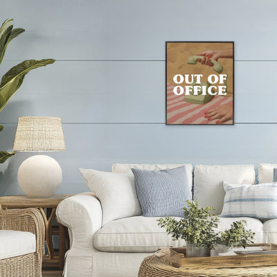 Out of Office Green Phone Framed Giclee, design by Lil' Rue