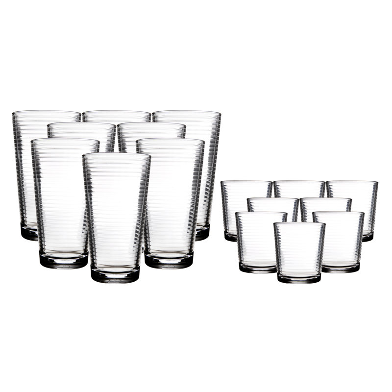 Ensemble de verres 16 verres Deven, Côtelé horizontal