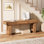 Banc de 47 po en bois massif pour hall d'entrée, banc à chaussures de style campagnard, banc de siège de couloir étroit