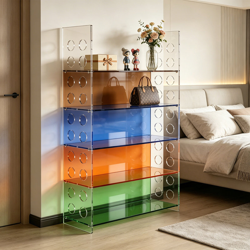 Rainbow Gradient Acrylic Display Shelf, 53.15" H x 23.62" W x 9.84" D