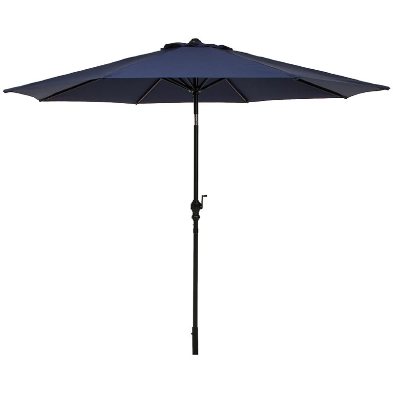 Navy Octagon Steel Market Umbrella with Crank Lift