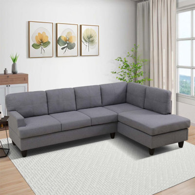 2-Piece Breathable Fluffy Fabric Sectional Sofa