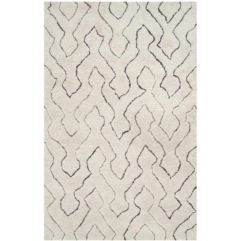 Mittler Hand Knotted Ivory / Multi Area Rug, Rectangle 5' x 8'