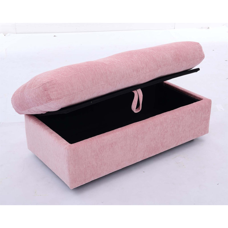 Canapé inclinable double Leisure avec dossier réglable, port de charge USB, support pour téléphone et repose-pieds de rangement assorti - rose
