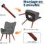Ensemble de 2 chaises de bureau ergonomiques à dossier haut, garnies de mousse haute densité, revêtues d'un tissu de style moderne inspiré du milieu du siècle, avec pieds en métal gris.-1218483096