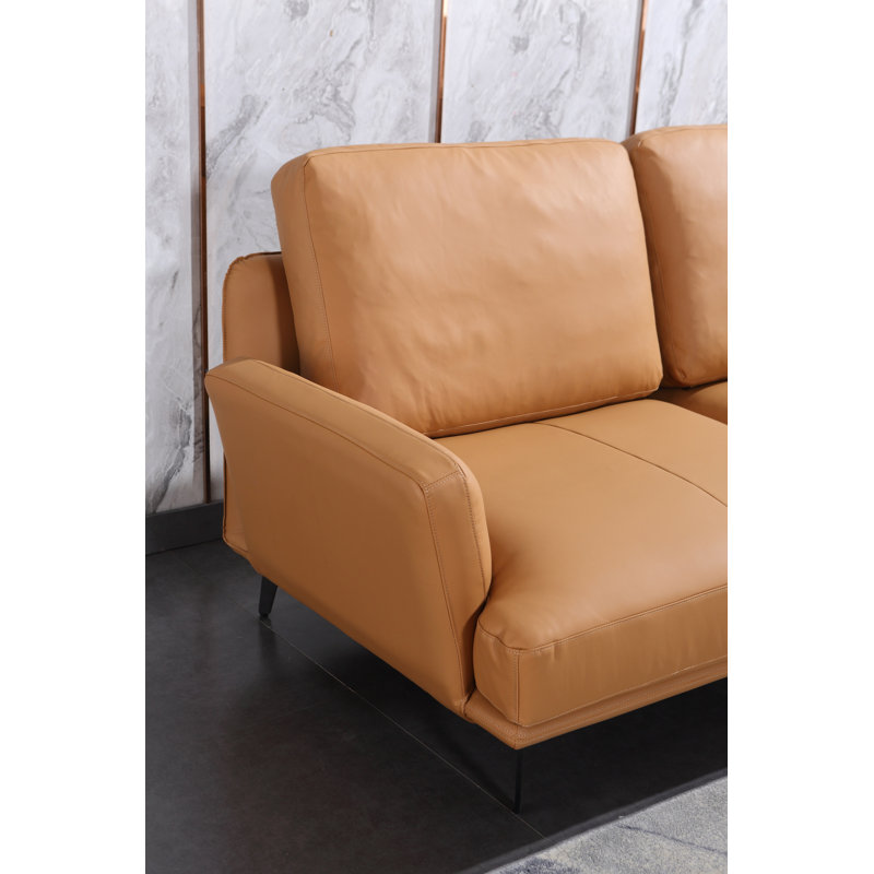Sofa, Cognac Genuine Leather, 82"