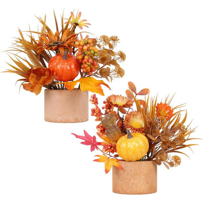 2 pièces décorations d'automne, feuilles d'érable artificielles, citrouille, décorations de table, pour la maison, récolte d'automne, fête de l'Action de grâce, centre de table de fête, décor de foyer