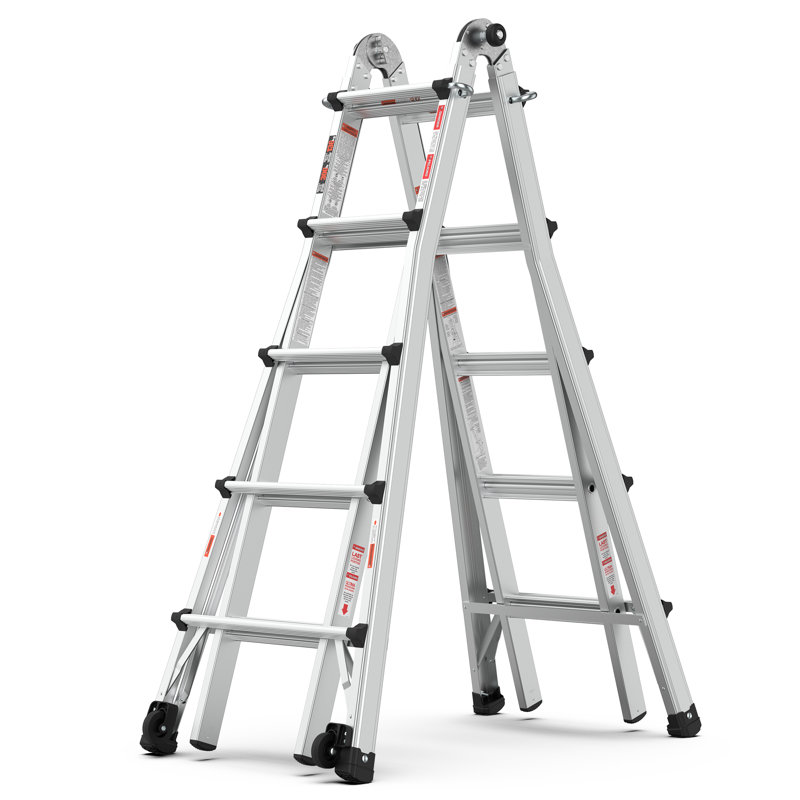 Échelle en aluminium à positions multiples 22 pi - capacité de 300 lb, structure en A / extension avec roues, Ansi Type Ia