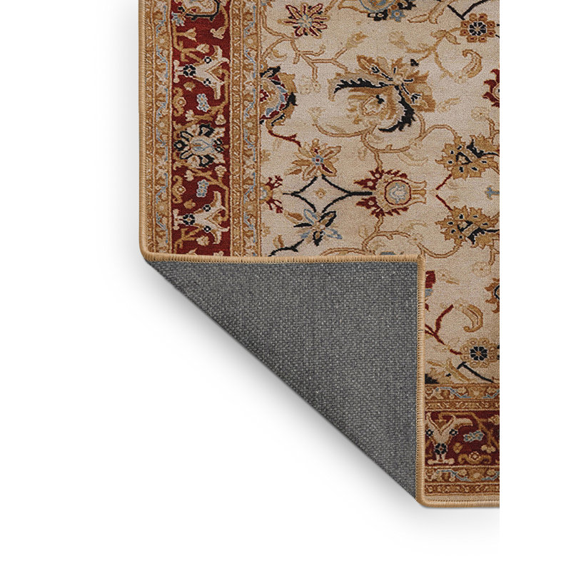 Tapis oriental ivoire / rouge Rvier, Rectangle 5 pi x 7 pi