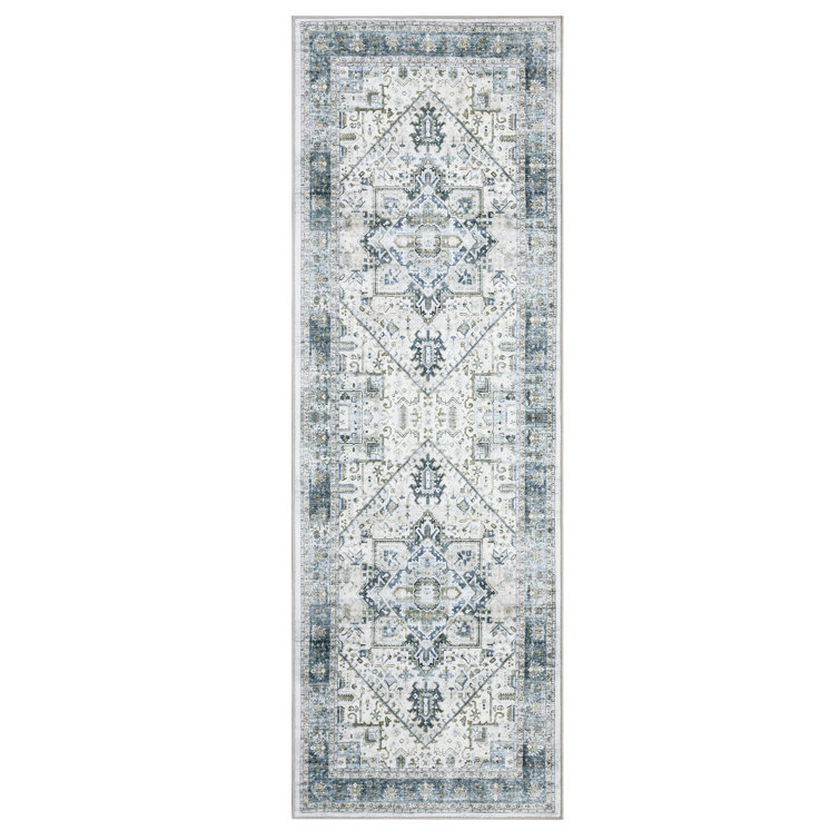 Oriental Machine Washable Rugs Vintage Floral Area Rug for Living Room Bedrooms Non Slip Rugs for Playroom Office Kitchen