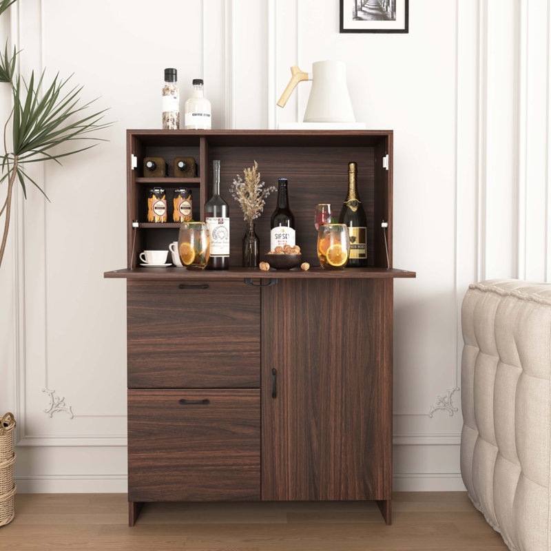 Armoire de bureau avec tiroir de rangement et tablettes, organisateur de rangement de cuisine avec bureau pliable