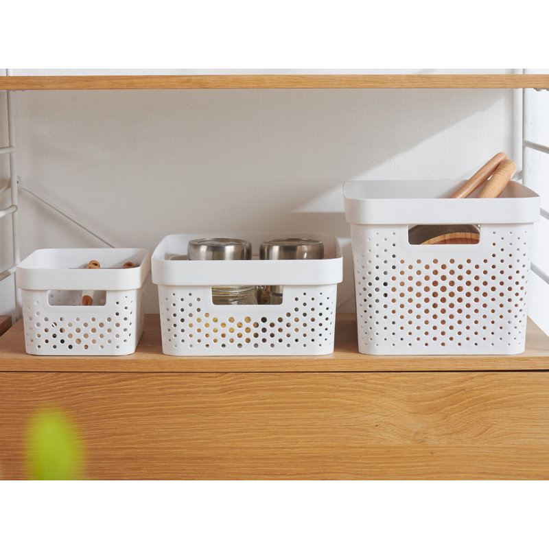 Rebrilliant Plastic Storage Tub & Tote, 8.5" H x 14.2" W x 10.7" D, White