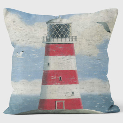 Red White Lighthouse - Martin Wiscombe - Art Print Cushion