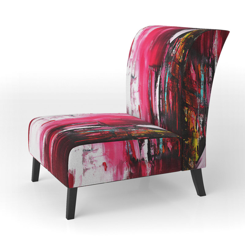 Brechta Vibrant Curve Design II - Velvet Upholstered Modern Slipper Chair, Red