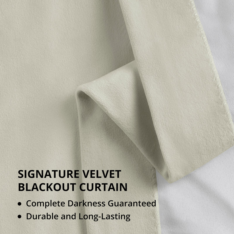 Olivia Velvet Blackout Curtain (1 Panel), 50" W x 108" L, Off White
