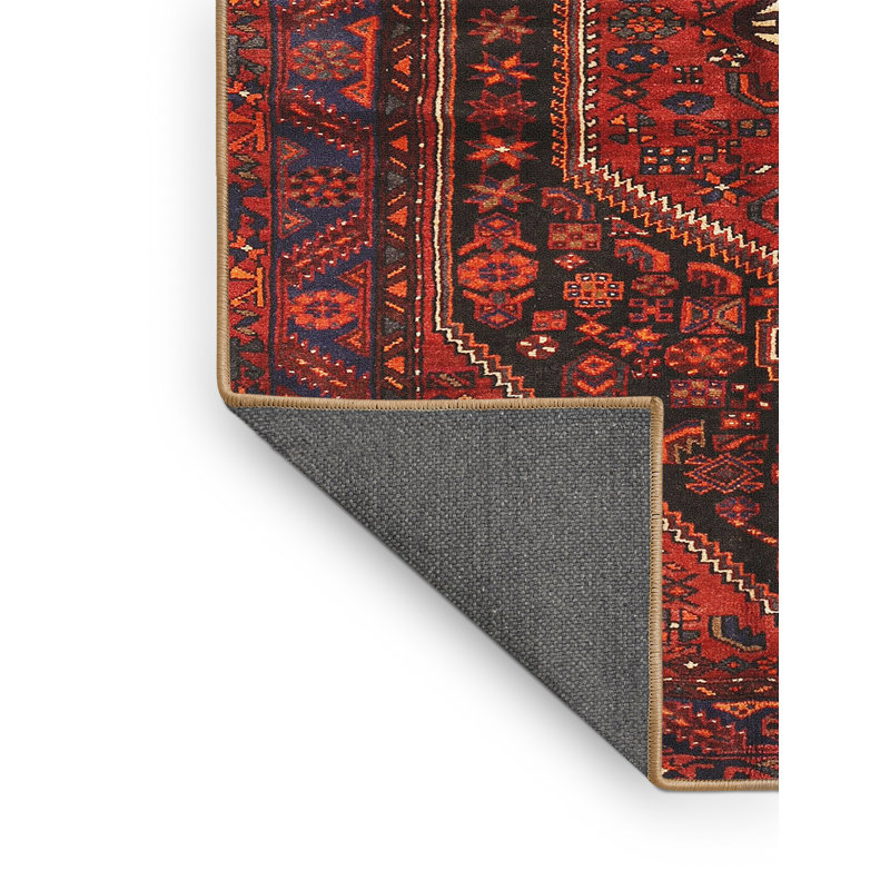 Tapis traditionnel rouge / noir, Rectangle 2 pi x 3 pi