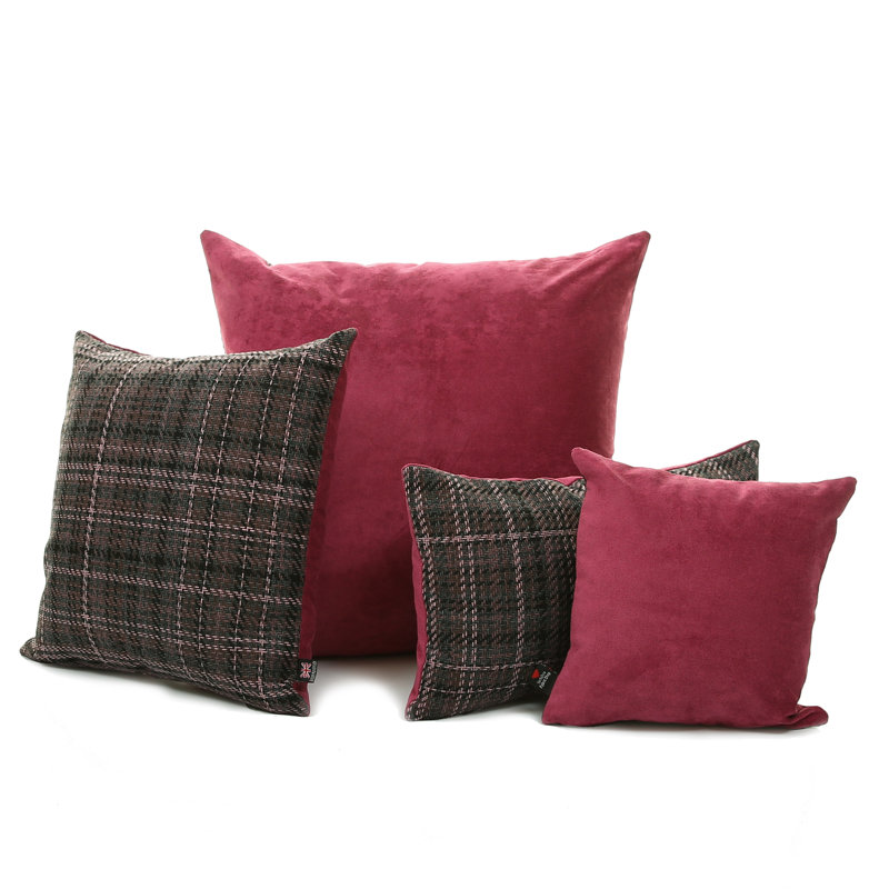 Deemer Plaid Square Cushion, 43 x 43cm, Pink