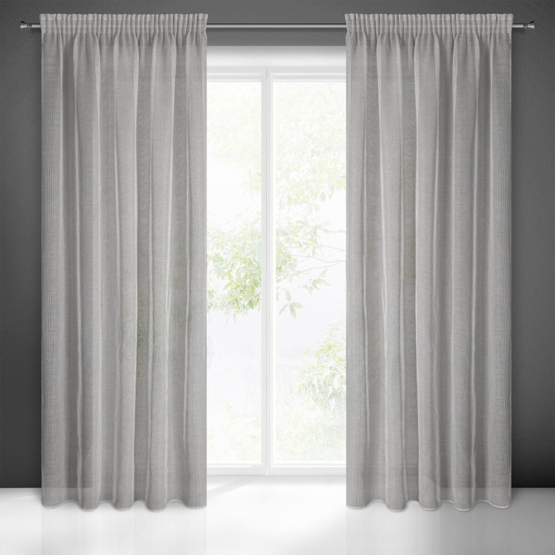 Kim Polyester Sheer Curtain Single Panel, Grey/Brown/Blue