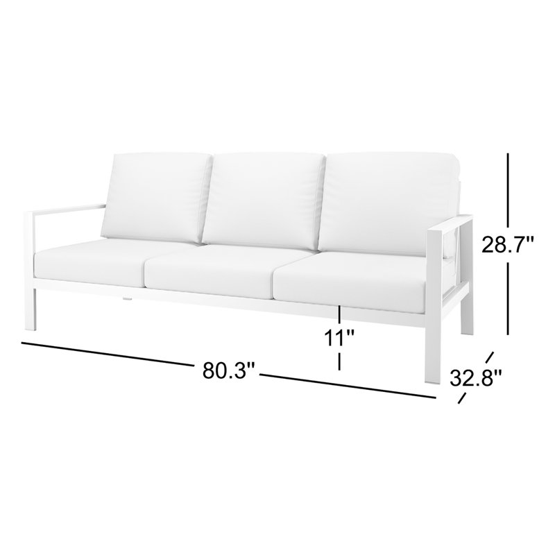 Townsend Metal Outdoor Sofa With Sunbrella Cushion, Bliss Dew