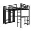 Structure de lit mezzanine avec garde-robe intégrée, lit mezzanine en métal avec bureau-1838669915