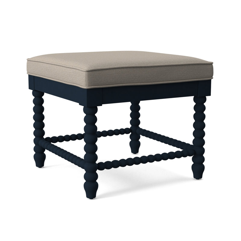 Lind Island Upholstered Bench, Sunbrella Blue Pinstripe; 6205-64, Navy Finish